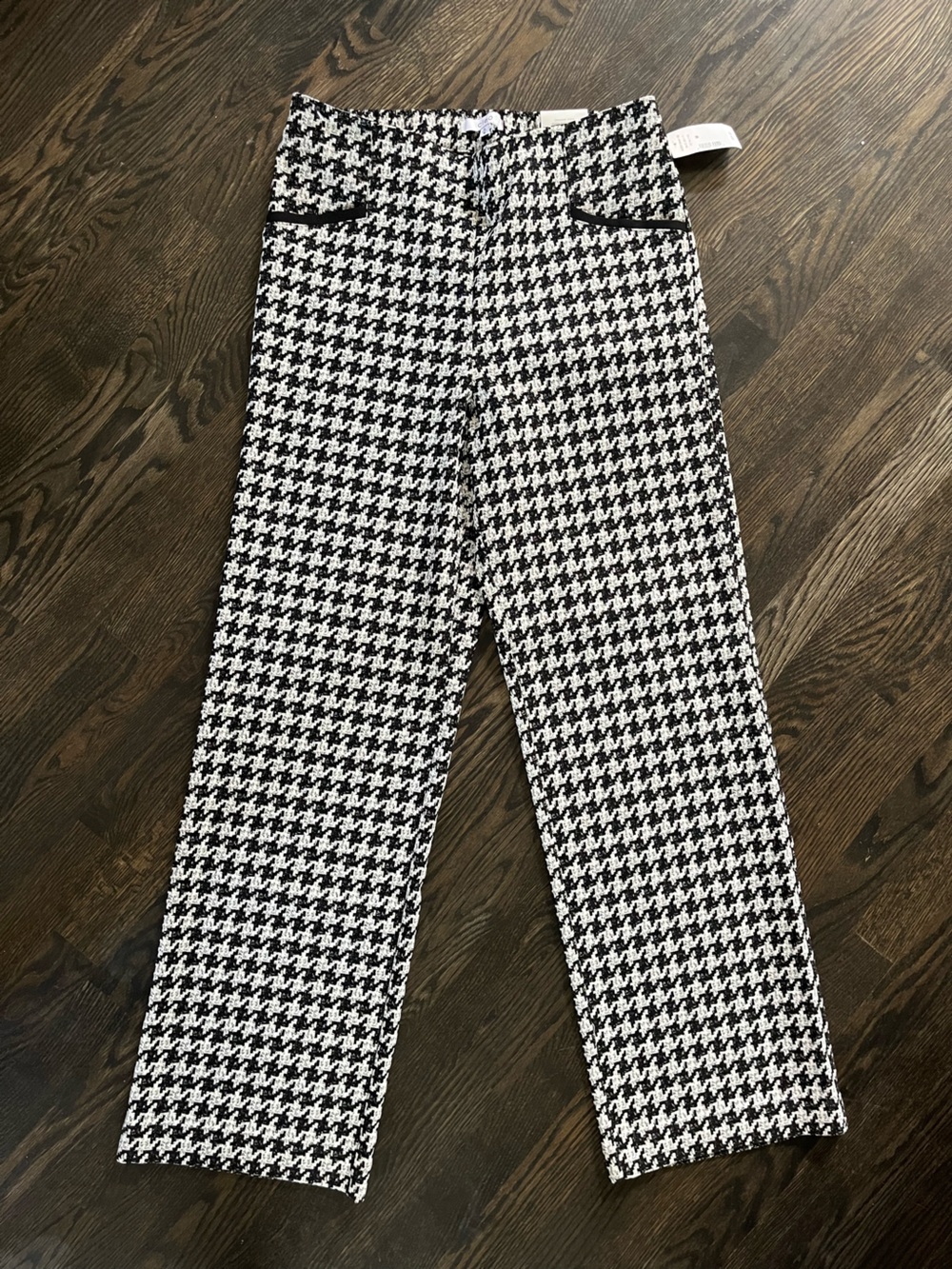 NWT Cleo Tonia Black & White Houndstooth Pull-On Stretch Dress Pants Size M
